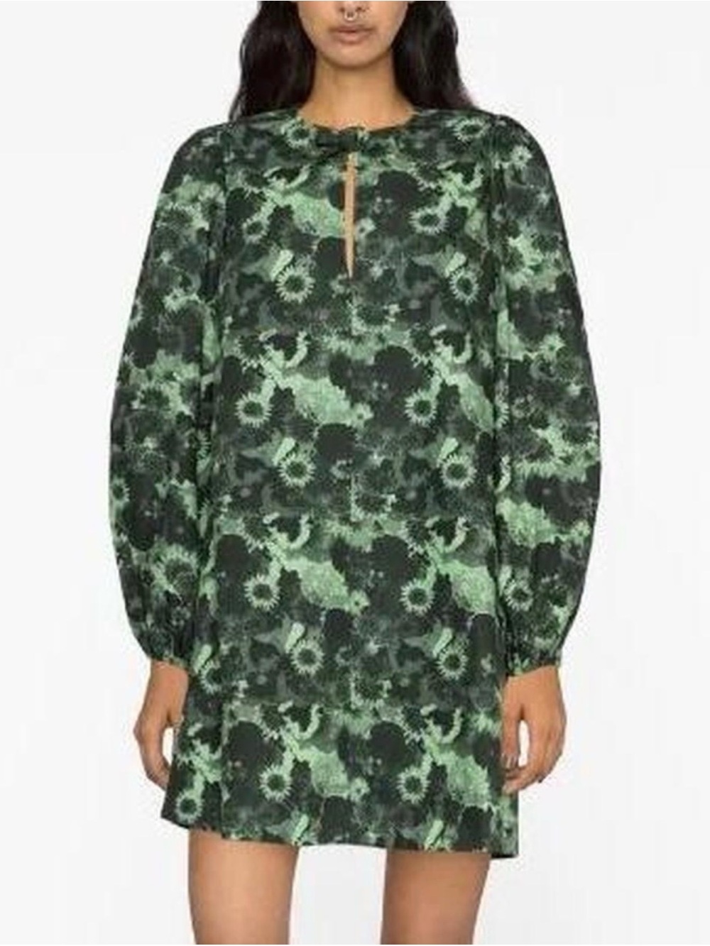 Ganni Size 34 • Green Floral Mini Dress.